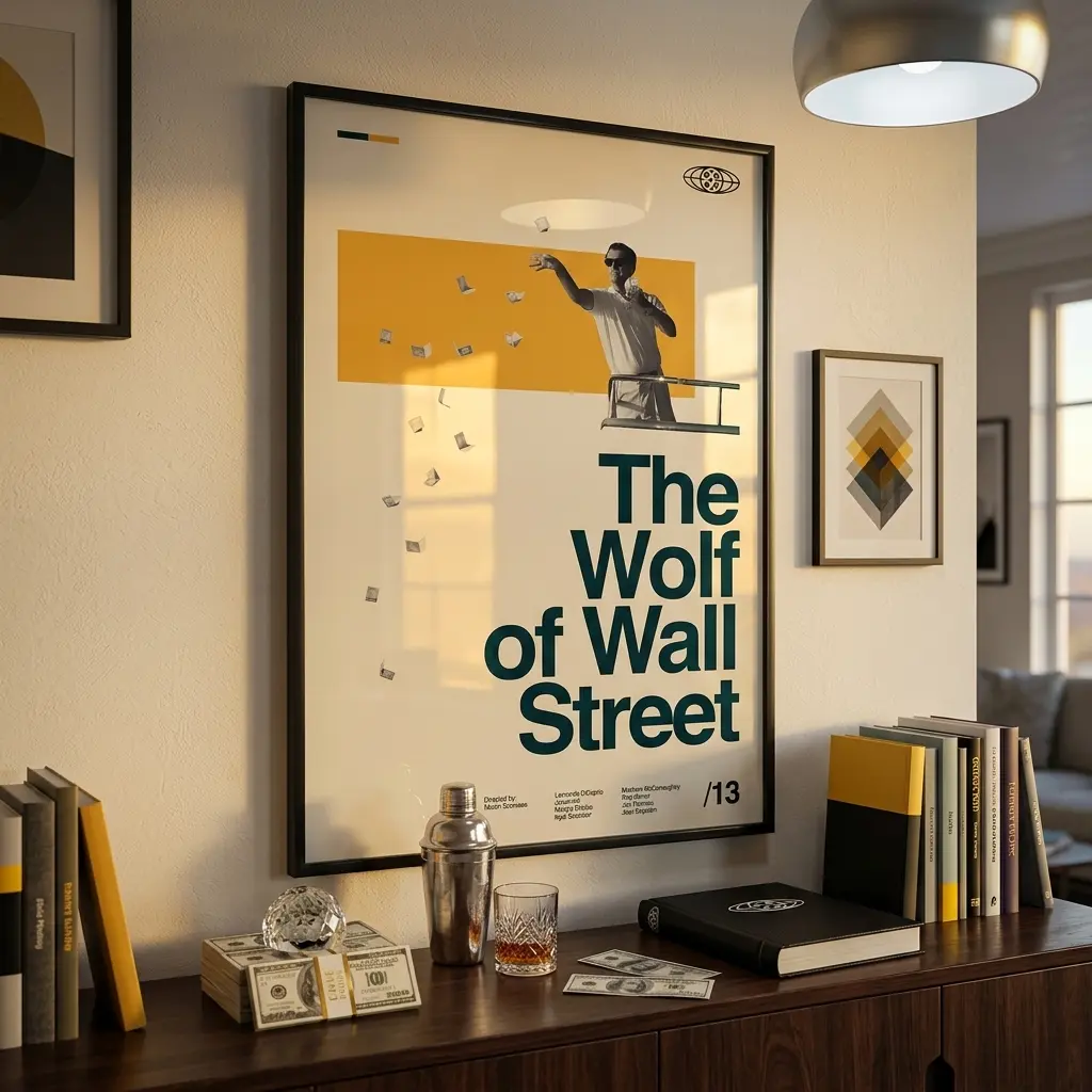 The Wolf of Wall Street Vintage Canvas Poster - Bold Wolf Scene Artistic Graphic Print, Iconic Film Artwork Accessory, Wall Decoration for Living Room Home Decoration Collectible, Sohochic