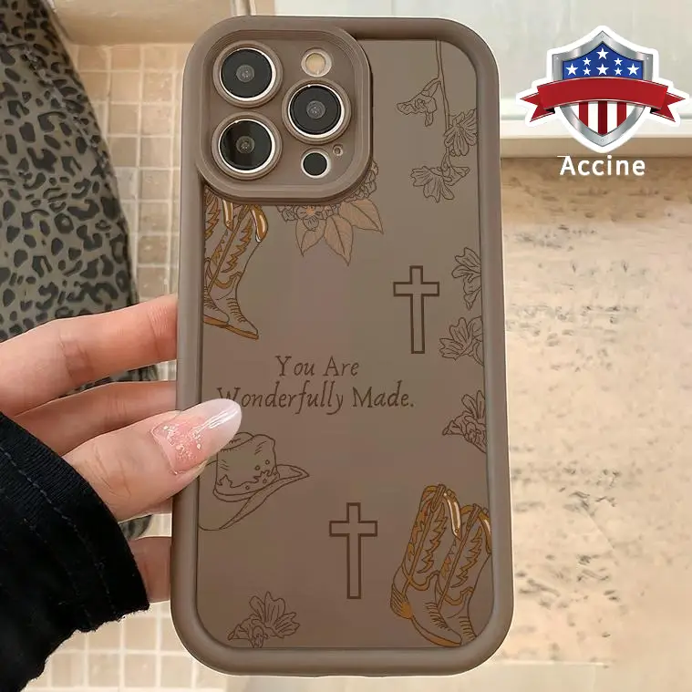 Western Cowboy Hat and Cross Pattern Case for iPhone 17 Pro Max 16 Plus 15 14 13 12 11 Air E Plus Shockproof Full Camera Protection Durable slim Silic