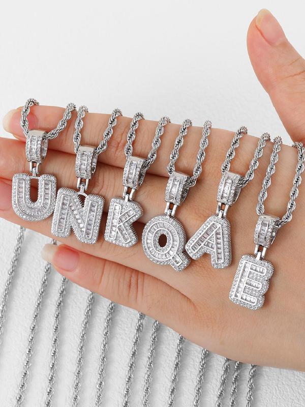 Zircon letter pendant necklace, party fashion jewelry, everyday outfit accessory, trendy and versatile exquisite birthday gift jewelry, letter necklace, name initial necklace, daily jewelry match