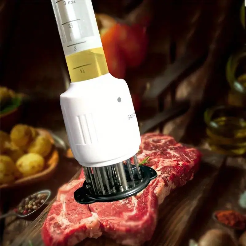 Meat Injector Kit with Utensils - Professional Chef-Approved Tool for Tender Steaks, Flavoring, Tenderizing, Essential Kitchen BBQ Grill Accessory