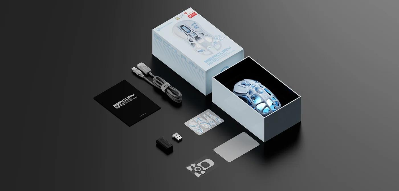 GravaStar Mercury M1 Pro Gaming Mouse Ice Blue, 78g Lightweight Magnesium Alloy, 26,000 DPI, PAW3395DM Sensor, 5 Programmable Buttons, Support Wired/2.4GHz/BT, Up to 200 Hours Battery Life GravaStar Mercury M1 Pro Gaming Mouse Ice Blue, 78g Lightweight Magnesium Alloy, 26,000 DPI, PAW3395DM Sensor, 5 Programmable Buttons, Support Wired/2.4GHz/BT, Up to 200 Hours Battery Life