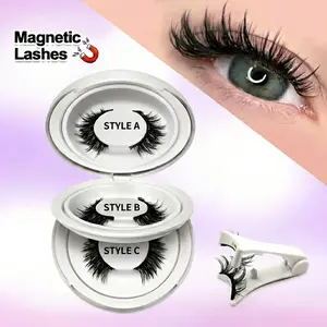 Compact Magnetic Eyelashes Kit, 2 Pairs Reusable Lash Clusters with Applicator, No Glue Needed, Natural Look, Easy to Wear & Remove, Eyelash Extensions Tool for Daily Cosmetic Makeup, Eyelashes Extensions