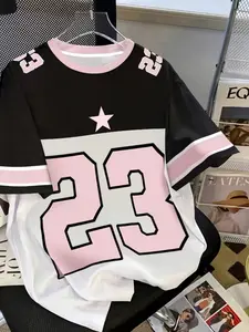 Girls' Short Sleeve T-Shirt, Fashion Digital Print Graphic Print Tee, Casual Campus Outdoor Sports Holiday Gift, Loose Fit All Seasons