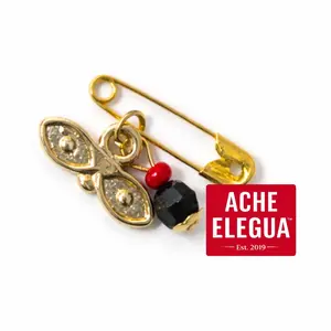 Santa Lucia Evil Eye Azabache Pin with Gold Safety Pin Traditional Charm Red & Black Beads for Protection and Blessings