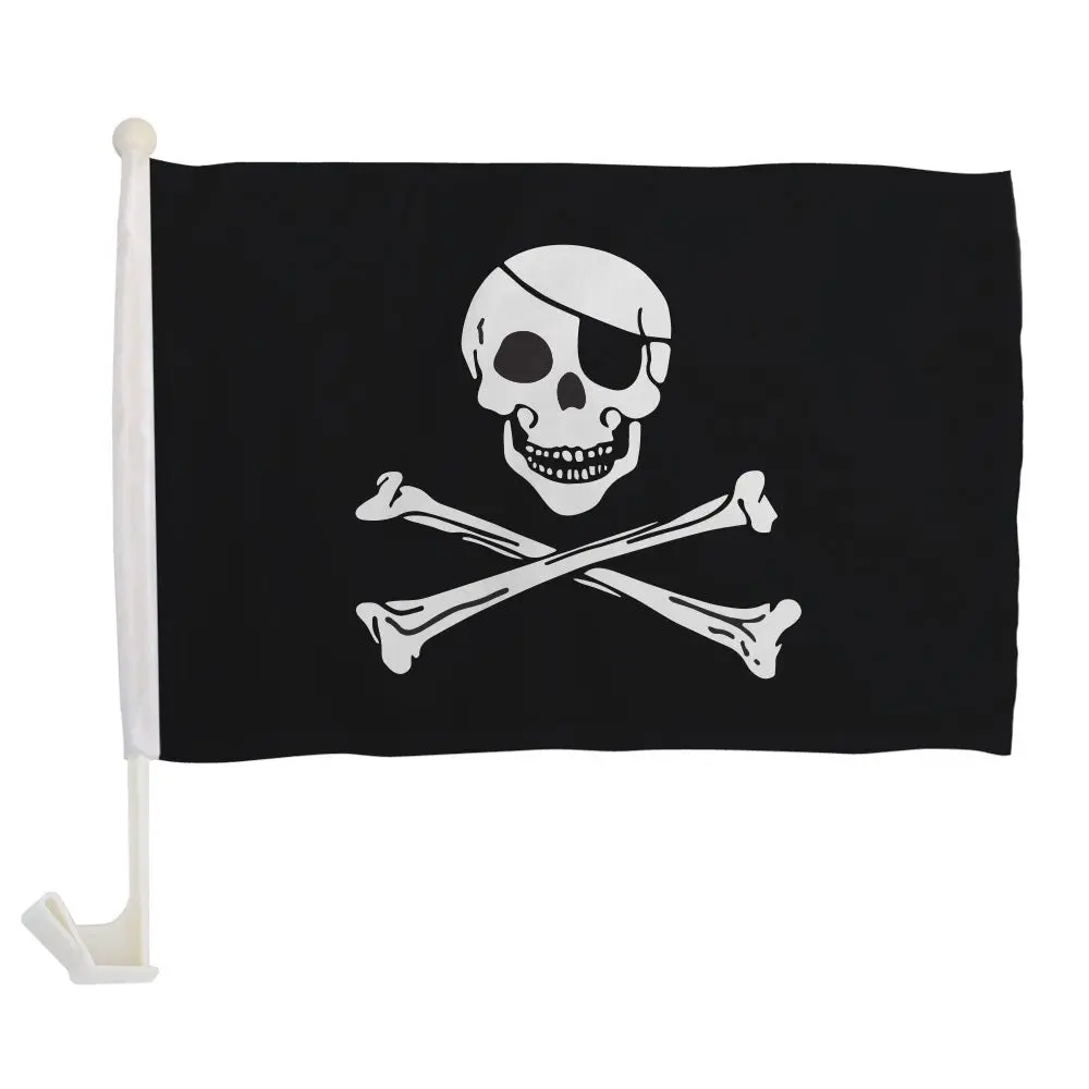 Flags Importer Pirate Theme Single-Sided Car Flag - Car Accessory for Automotive Vehicle Decoration