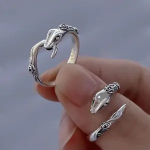 【JOYCE DESIGN】Snake Swamp Charm Retro Silver Dark High-end Couple Gift Men and Women Snake Ring Jewelry