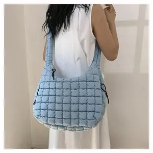 9118 Women's Shoulder Portable Large-capacity Dumpling Bag 2026 New Pleated Fashion Cotton Shoulder Messenger Bag