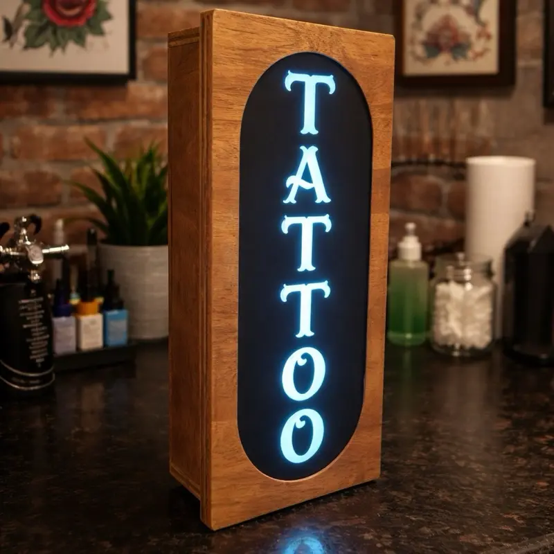 Illuminated Wooden Light Box: Desktop or Wall Mount (Custom Graphics Available)