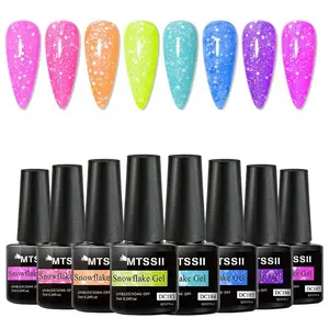 Snowflake Gel Nail Polish Set, 8 Counts/set UV LED Semi Permanent Gel Nail Polish, Glitter Snow Sequins Gel Nails Art Design Varnish Manicure Kit, Nail Care, Cosmetic, Diy Manicure