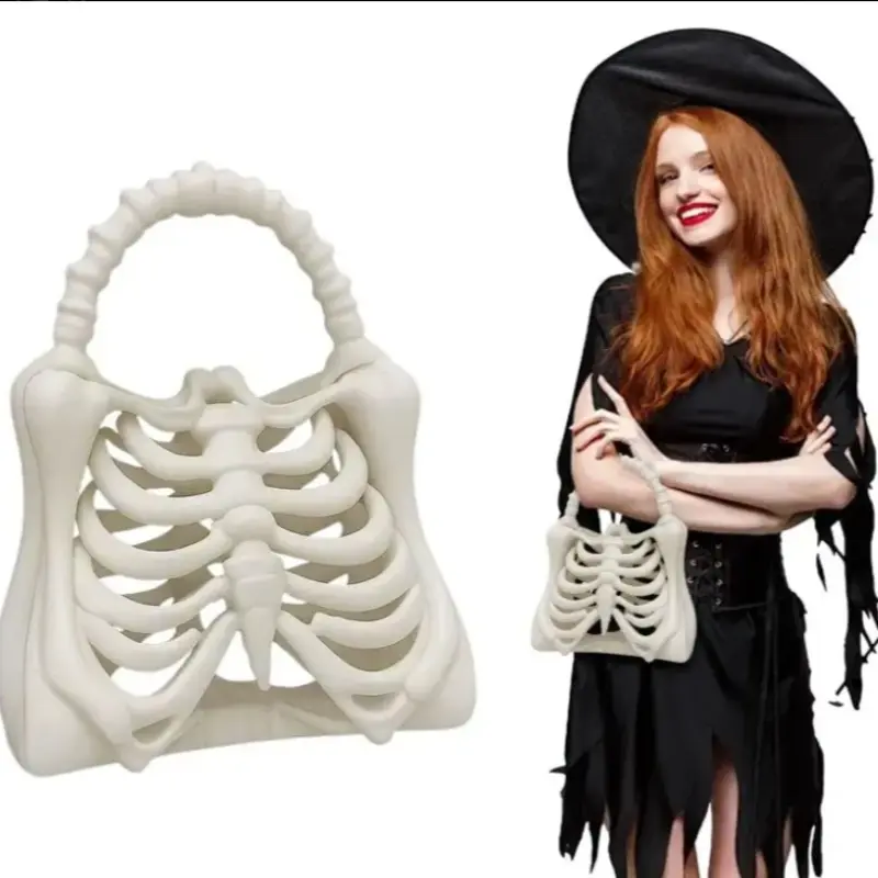 Gothic Skull Bag Strap, Rib Shape, Christmas Gift, Halloween Costume Accessory, Dark Aesthetic Daily Use, Horror Skeleton Handbag, Ribcage, Morbid