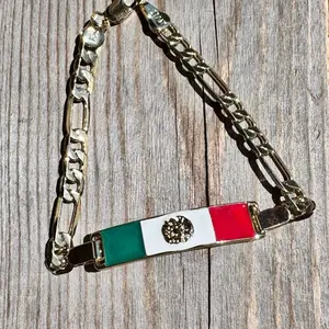 Mexico Flag Bracelet Gold Plated