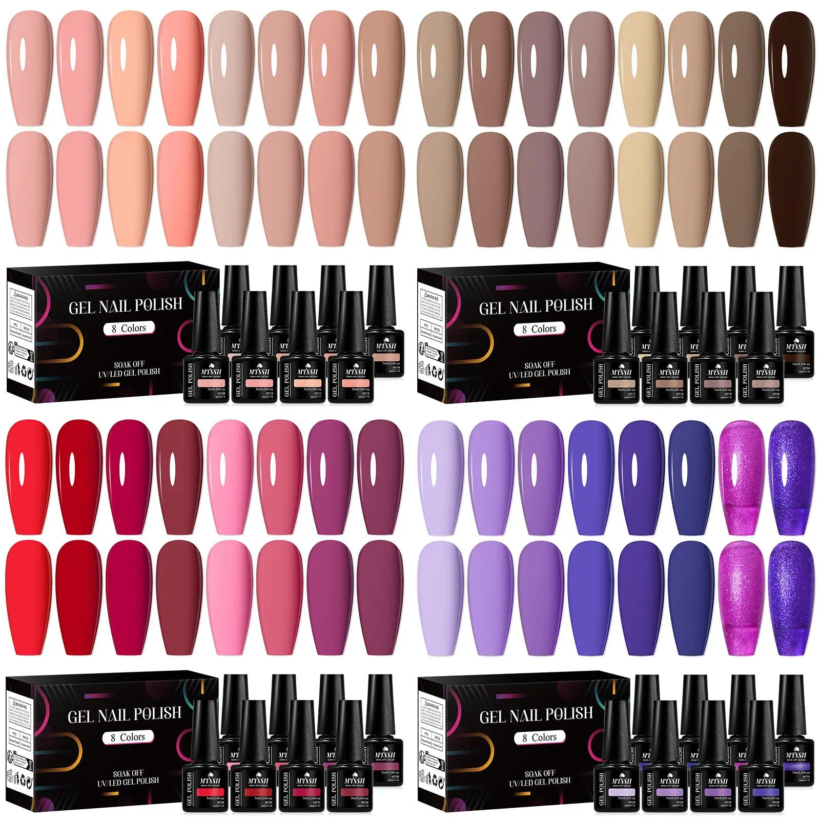 Colorful Liquid Gel Nail Polish Kit, Soak Off Gel, 8 Counts/set Nude Glossy Nail Polish, Solid Color Nail Polish Gel Perfect for Ddiy All-season Manicure, Nail Art, Cosmetic, UV Nail Gel, DIY French Manicure, Manicure Gels, Nail Products