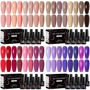 Colorful Liquid Gel Nail Polish Kit, Soak Off Gel, 8 Counts/set Nude Glossy Nail Polish, Solid Color Nail Polish Gel Perfect for Ddiy All-season Manicure, Nail Art, Cosmetic, UV Nail Gel, DIY French Manicure, Manicure Gels, Nail Products