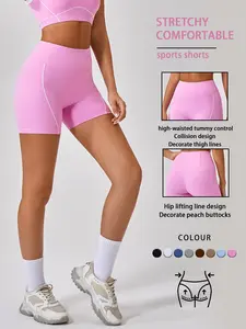 High-Waisted Seamless Cycling Shorts, Soft Stretch Shorts, Elastic Waist, Abdominal Control, Butt Lift, Yoga & Casual Wear, Summer New Arrival