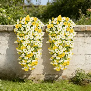 Artificial flower vine in yellow and white combination, maintenance-free, suitable for weddings, homes, hotels, offices, weddings, parties, home gardens, porches, cottage decorations, courtyards, window frame decorations, Valentine's Day