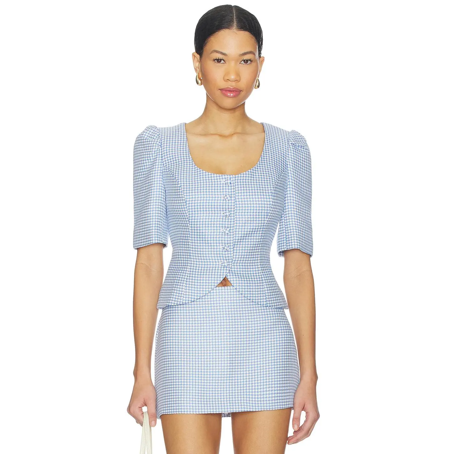 Amanda Uprichard Phoebe Top in Atlantic & Ivory