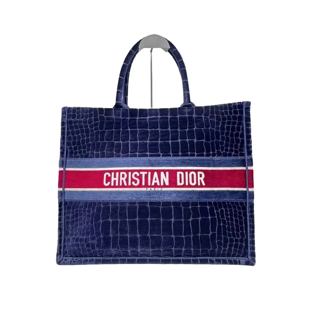 Pre-owned Dior H6 Blue Velvet Classic Book Tote Bag, Elegant Pre Loved Luxury Tote Bag for Women, Elegant Bags