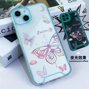 Butterfly Pattern Luminous Phone Case, Casing, Glow in The Dark Phone Protective Cover, Phone Accessories Compatible with iPhone 16 15 14 13 12 11 8 7 X XS XR Plus Pro Max SE Mini Series, Protector