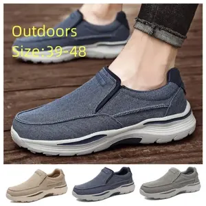 Mens Breathable Casual Trainers Summer Running Shoes Fashionable Outdoor Canvas Sneakers Thick Soled Comfortable Walking Shoes