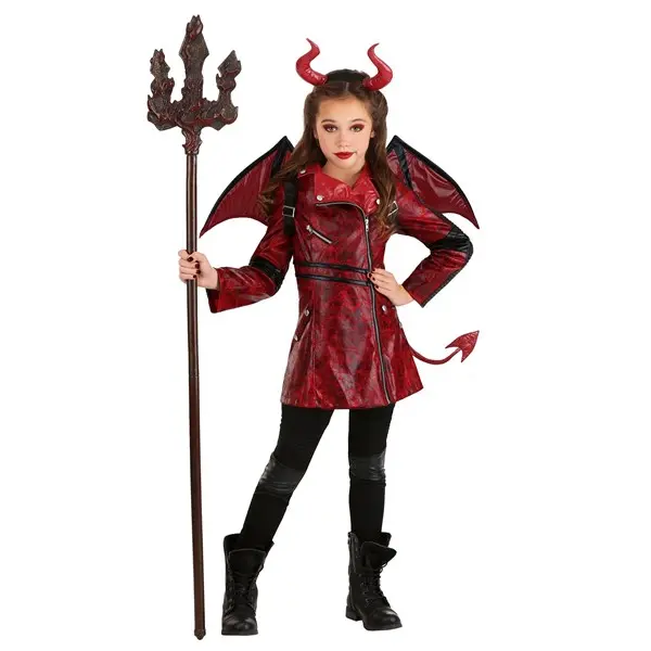 Leather Devil Girls Costume