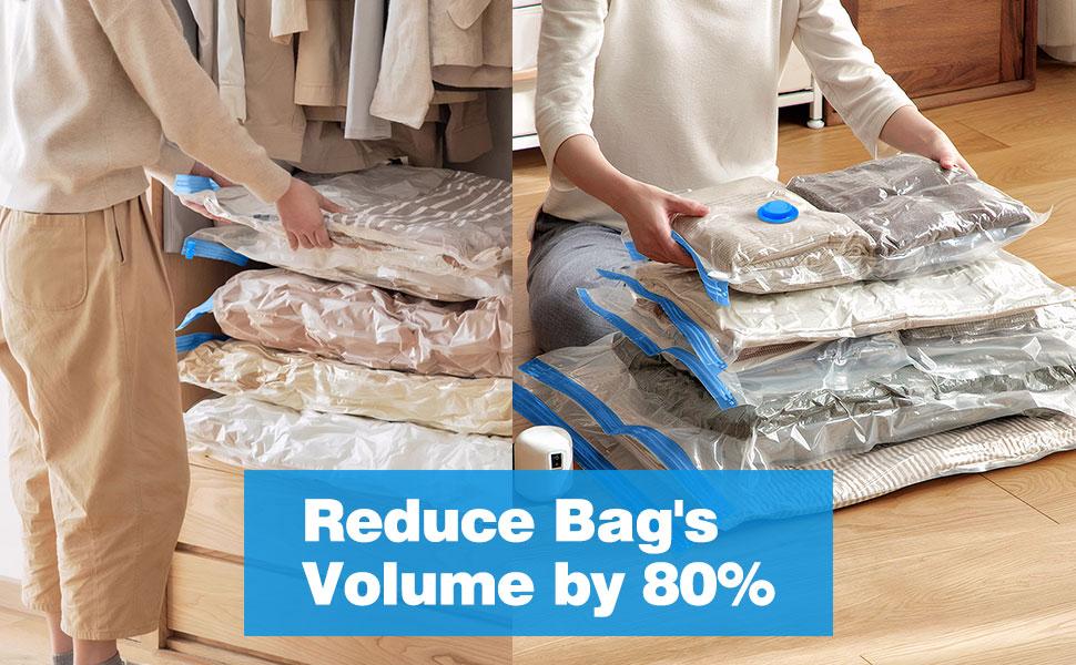 11 pcs Transparent vacuum storage bag with electric pump, used for storing winter clothes, women's pants, dresses, shirts, long sleeves, spring and summer clothing, saving outdoor travel space, easy to carry, and saving 80% of space
