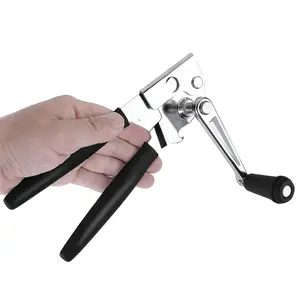 Manual Can Opener,Commercial Heavy Duty Can Openers with Easy-Turn Crank,Ergonomic Long Rubber Handle for Seniors