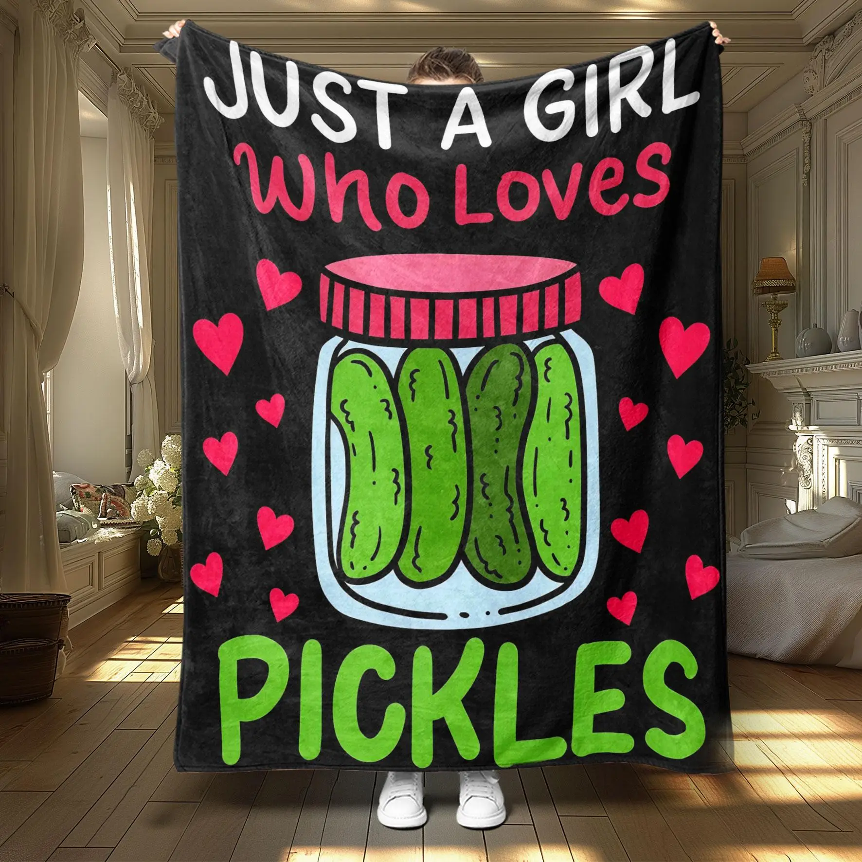 Cartoon Pickles Pattern Blanket, Soft Throw Blanket, Air-conditioned Room Blanket, Warm Nap Blanket for Home Office Travel Camping