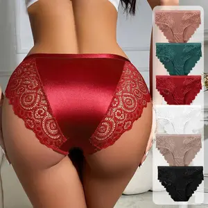 Women's Floral Lace High Waist Panty-Style Briefs Set - Bridal Intimate Gifts for Women, Basic Cute Elegant Soft Briefs with Stretchy Non-Digging Waistband, Shiny Ultra-Soft Fabric (Spring Glow Up Collection)