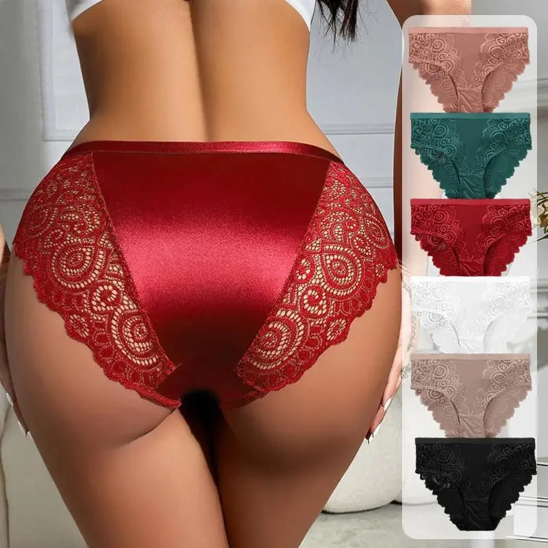 Women's 6PCS Floral Lace High Waist Bridal Lingerie Panties Set - Essential Chafe-Free Soft Shiny Fabric, Stays Put Stretch Non-Digging Waistband (Spring Glow Up Collection)