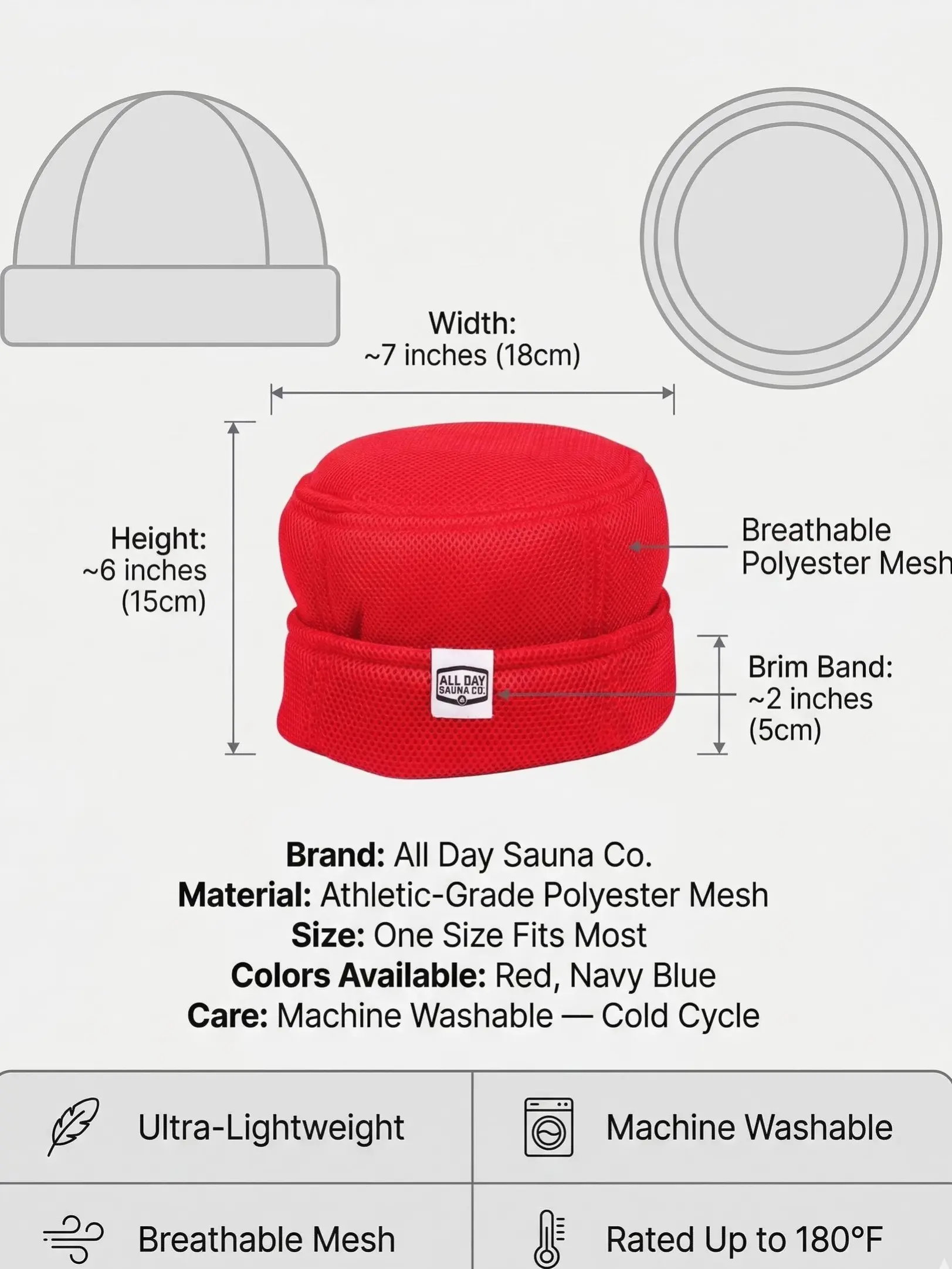 All Day Sauna Co. Japanese Mesh Sauna Hat – Breathable, Machine