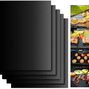 LDSK Grill Mat Set of 6-100% Non-Stick Reusable Mats for Gas, Grill Mats Non Stick Set, Grill Mat Baking Mats Teflon BBQ Grilling Accessories ,Charcoal or Electric Grills - Easy to Clean