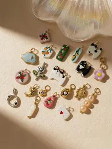 1PC stylish and simple everyday versatile pendant, painted and printed with cats, fishbones, flowers, etc., suitable for DIY jewelry making. Perfect for Easter, Valentine's Day, weddings, Ramadan, and other holidays. Diy Pendants