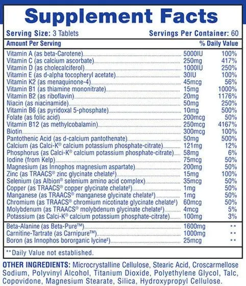 Hi Tech Pharmaceuticals Musclevite Full Spectrum Sports Multivitamin Tablet  - High-Potency Natural Supplement with L-Carnitine, Beta-Alanine for  Athletes - Boosts Energy, Endurance, Recovery - Supports Metabolism, Fat  Management - 180 Tablets - TikTok Shop