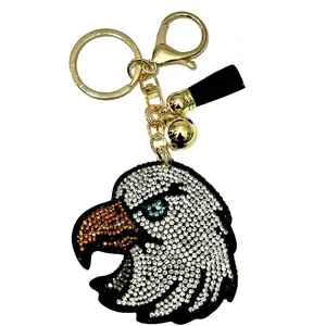 Eagle Bling Keychain, Rhinestone design, Tassel Decor Sport Keychain for Men, Women, Kids Bling Backpack Keyrings, Purse Charms, Sparkle Key Fob