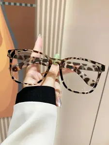 Unisex Cute Leopard Pattern Eyeglasses, Trendy Casual Eyeglasses for Everyday Use, Fashion Accessories for Outdoor Activities, Stylish Protective Glasses, Square Frame Eyeglasses, Fashionable Frames Glasses