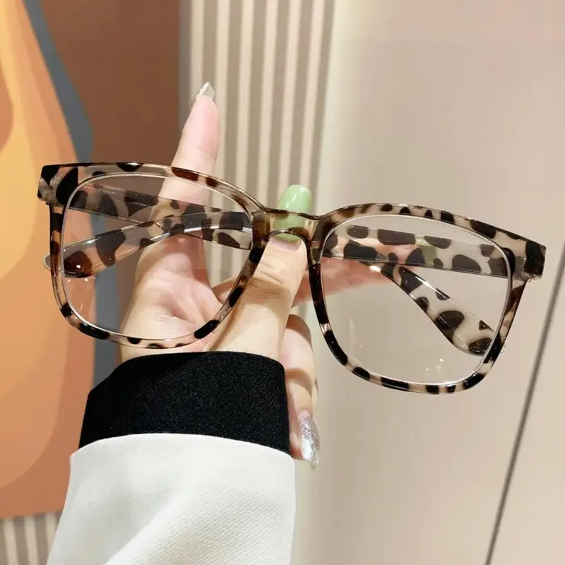 Unisex Cute Leopard Pattern Eyeglasses, Trendy Casual Eyeglasses for Everyday Use, Fashion Accessories for Outdoor Activities, Stylish Protective Glasses, Square Frame Eyeglasses, Fashionable Frames Glasses