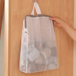 Honeycomb Mesh Zipper Laundry Bag Durable Plastic Hanging Clothing Protector Suitable for Delicate Clothes, Socks, and Underwear Machine Washable Rectangular Storage Bag with Zipper Closure Laundry Room Accessories Delicate Garment Care Laundry Organizer