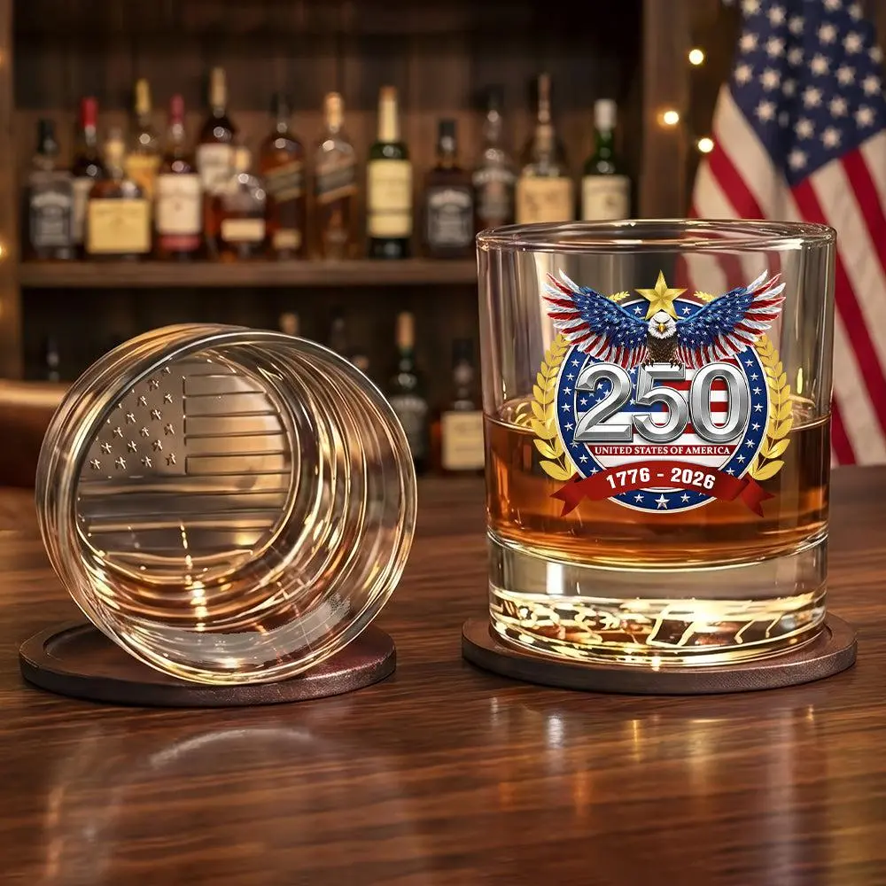 250th Anniversary of America 1776 2026 Crystal Whiskey Glass