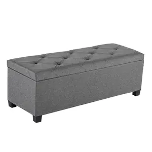 Versatile Storage Ottoman Bench, Tufted Upholstered End of Bed Chest, Foot Rest with Legs, Ample Capacity for Living Room, Entryway