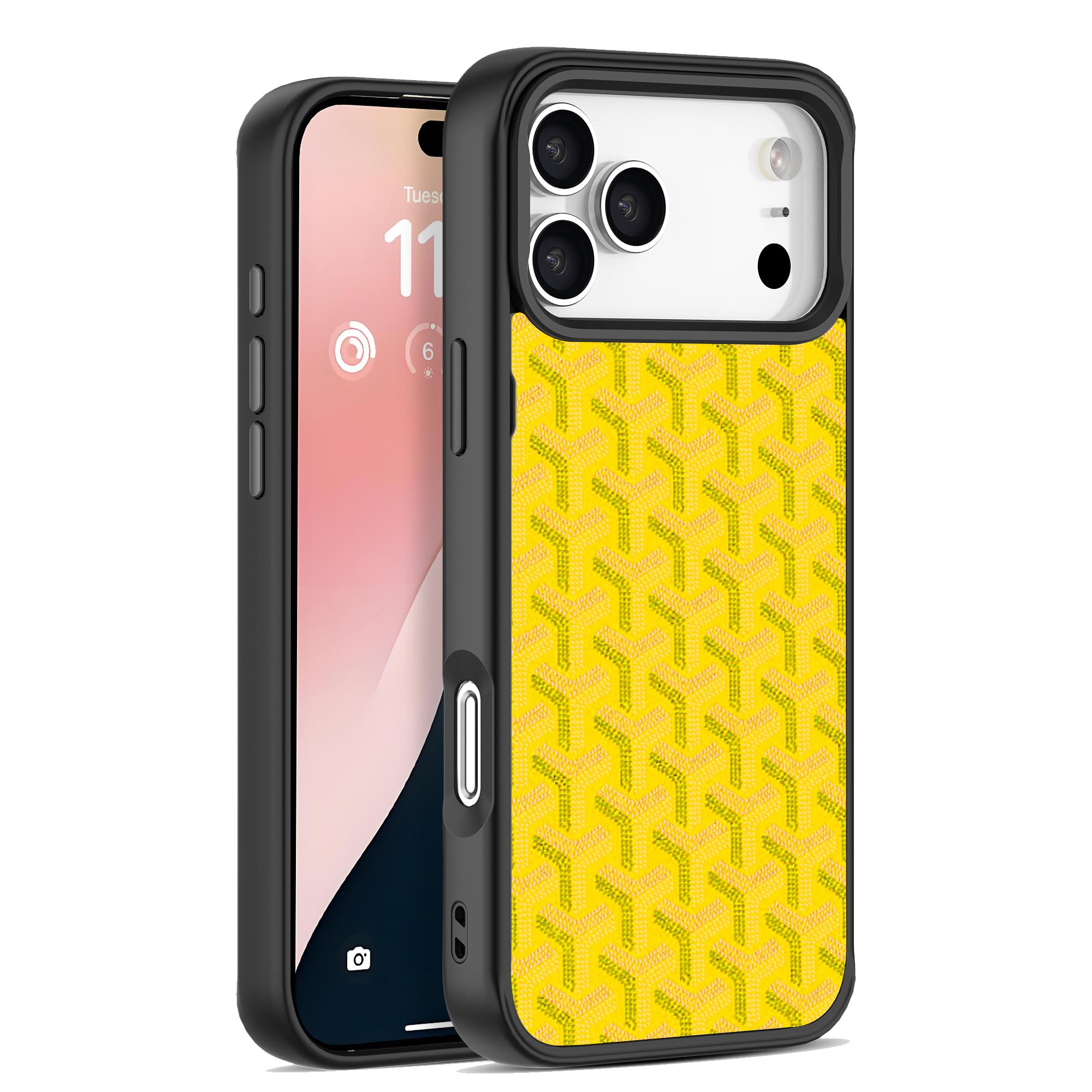 MagSafe Luxury Leather Texture Case for iPhone 17 16 15 14 13 12Pro Max 17 Air | Orange Chevron Pattern, Electroplated Shockproof Protective Phone Cover, Aesthetic Designer Case for Women Men