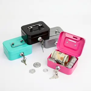Metal Key Lock Storage Box & Piggy Bank for Kids & Adults - Portable Personal Safe with Key for Cash, Coins, Small Toys, Jewelry, Keys & Valuables - Creative Mini Security Box & Money Saving Container girl