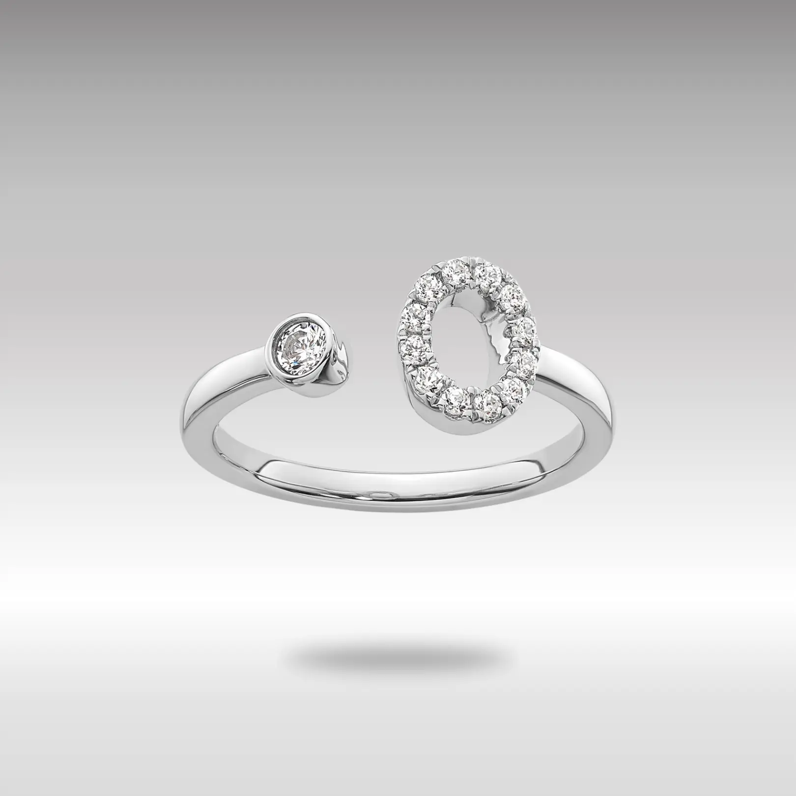 White 14K Gold Lab Grown Diamond VS/SI FGH Initial O Adjustable Ring Model-RM10277O-017-WLG