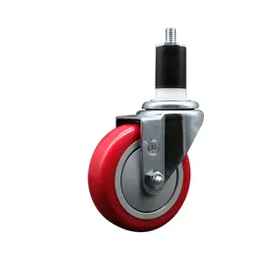 Service Caster Brand Replacement Caster for Ser-Ware Caster 4B-0050 - Swivel Expanding Stem Caster with 4 Inch Red Polyurethane Wheel and 1-1/2 Inch Stem - Light Duty Replacement Caster