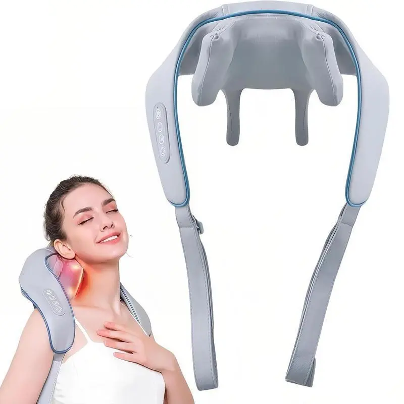 Portable Electric Neck & Shoulder Massager, USB Rechargeable Neck & Back Heating Massager, Deep Tissue Muscle Relief Massage Pillow for Home & Office, Neck Shoulder Relaxer, USB Rechargeable Massagers