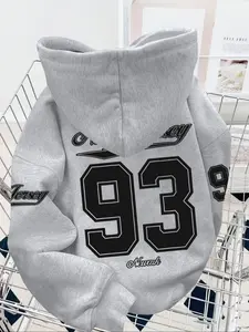 Men's Casual Loose Hooded Sweatshirt, Graphic Team Hoodie, Digital Print Fleece Lined Pullover, Spring & Fall Fashion, Comfortable Fit, Versatile Top, Graphic Hoodies