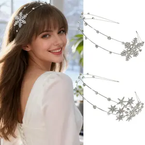 AWAYTR Christmas Snowflake Headbands for Women Girls Double Layered Hollow Star Hairhoop Fashion Snowflake Hairband Xmas Holiday Party Decoration