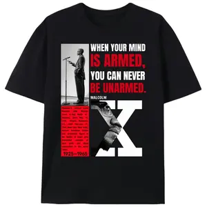 Malcolm X Armed Mind Men’s Graphic Tee |   Unisex Black History Civil Rights Casual T-Shirt |   Summer Black Pride Gift