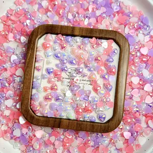 100PCS Glossy Flatback Resin Heart Nail Charms 3D Gradient Colored Sweet Multi Sized Heart-Shaped Mixed Nail Art Decorations Glitter Decorative Nails for DIY Keyboard Cup Nail Supplies