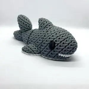 Knitted Flexi Shark - Industrial Articulated Flexi Body Wiggles Bends & Poses Effortlessly Yarn Textured 3D Printed Unique Colors Ocean Themed Delight