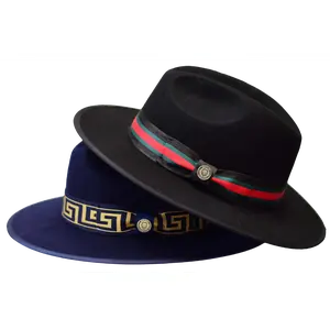 Wesley Collection Flat Wide Brim Fedora Hat